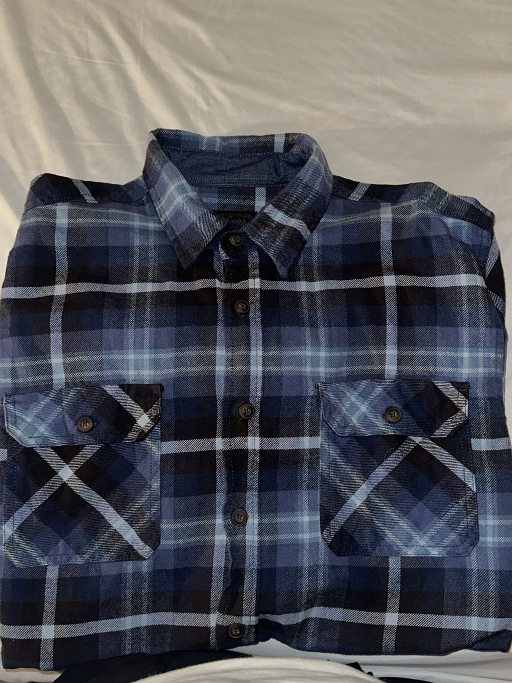 Jachs Men's Navy and Light Blue Plaid Button-Down Shirt